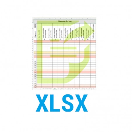 Lista obecności pracowników xlsx